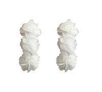 Anmpab Elegant Long Fabric 3-Layer Flower Tassel Earrings Bohemian Handmade Dangle Drop Earrings for Women Vintage Floral Statement Jewelry, L, Metal, No Gemstone