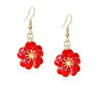 Anmpab Exquisite Drip Oil Flower Earrings Elegant Floral Designs for Every Occasion Unique Drip Oil Flower Stud Earrings Statement, L, Metal, No Gemstone