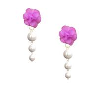 Anmpab Flower Cluster Pearl Earrings for Women Ball Drop Dangle Earrings Vintage Floral Stud with White Pearls for Her Wedding Party Jewelry, L, Acrylic, No Gemstone