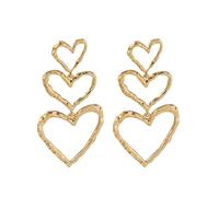 Anmpab Minimalist Three Hearts Stud Earring for Women Hollow Big Love Heart Drop Dangle Earrings Valentine Day Birthday Jewelry, L, Alloy Steel, No Gemstone