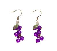 Anmpab Unique Cute Sparkly Crystal Grapes Earrings for Women Creative Simulation Fruit Dangle Drop Earrings Statement Jewelry, L, Resin, No Gemstone