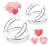 Anmrept 2 Pcs Round Cookie Stencil Holders 4.1'' x 4.1'' & 3.2'' x 3.2'' Magnetic Acrylic Cookie Stencil Frame for Royal Icing Airbrush Painting Templates Cooking Decorating Tool