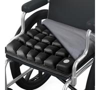 ANMSVI Air Inflatable Seat Cushion for Wheelchair, Car, Office, Home Living, Adjustable Firmness for Coccyx, Sciatica Pain Relief, Tailbone Pain Relief, 46x 41x 5.3cm whit Grey Cover