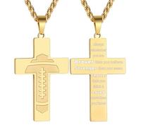 ANMUXI Cross Football Necklace Stainless Steel for Women Men - Stylish Black/Gold/Silver Pendant Faith Religious for Everyday Wear