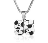 ANMUXI Custom Football Jersey Necklace, Silver Plated Number Pendant, Personalized Soccer Gift for Men Women, Team Spirit Jewelry Style 95
