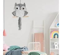 ANMUXI Owl Macrame Wall Hanging Handmade Boho Nursery Baby Room Decors Dream Catcher Gifts for Owl Lovers Modern Art Tapestry for Wedding Theme Party