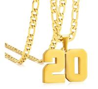 ANMUXI Personalized Number Necklaces, Gold Plated Initials & Numbers, Stainless Steel Chain for Men and Women, Christmas and birthdays Style 20
