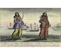 Ann Bonny and Mary Read. Ann Bonny circa 1697 - circa 1782. Irish born pirate. Mary Read 1685 - 1721. English born pirate. After an engraving by Benjamin Cole of the book A General History of the