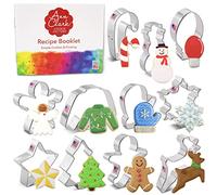 Ann Clark 11-Pc Christmas Cookie Cutters Set (Includes Gingerbread Man, Christmas Tree, Candy Cane, Reindeer & More) Made in USA