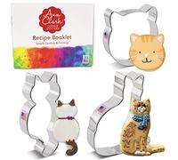 Ann Clark 3-Pc Cat Cookie Cutters Set (Cute Kitty, Curled Cat, and Face) Made in USA