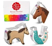 Ann Clark 3-Pc. Horse Cookie Cutters - Horse Head, Horseshoe Shaped, Made in USA