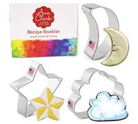Ann Clark Celestial Night Sky Cookie Cutters 3-Pc. Set (Star, Moon, Cloud) Made in USA