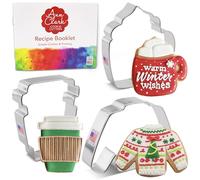 Ann Clark Cookie Cutters Cozy Christmas Cookie Cutters 3-Pc Set Made in the USA by Ann Clark, Coffee Mug, Latte Cup, Sweater