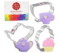 Ann Clark Cookie Cutters Tea Party Cookie Cutters 3-Pc. Set Made in the USA, Teapot, Teacup, Cupcake