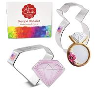 Ann Clark Engagement Cookie Cutters 2-Pc Set (Diamond Ring, Gem) Made in USA
