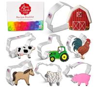 Ann Clark Farm Cookie Cutters 7-Pc. Set (Cow, Pig, Horse, Tractor, Barn, Rooster, Sheep) Made in USA