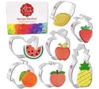 Ann Clark Fruit Basket Cookie Cutters 7-Pc. Set (Lemon, Peach, Pineapple, Watermelon, Orange, Strawberry, Apple) Made in USA