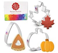 Ann Clark Halloween Fall Fun Cookie Cutters Set of 3, Made in USA | Includes: Pumpkin, Maple Leaf, and Pie Slice/Candy Corn, America’s Largest Cookie Cutter Maker, Food-Safe American Steel