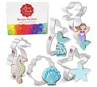 Ann Clark Mermaid Cookie Cutters 5-Pc. Set (Mermaid, Tail, Starfish, Seahorse, Seashell) Made in USA