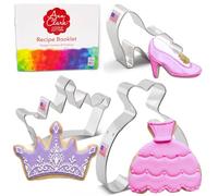 Ann Clark Princess Cookie Cutters 3-Pc Set (Crown, Glass Slipper, Dress) Made in USA