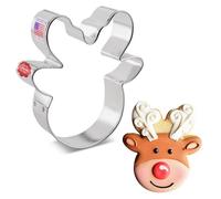 Ann Clark Reindeer Head/Face Cookie Cutter by Flour Box Bakery, 10.2 cm Made in USA