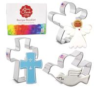 Ann Clark Religious Christmas Cookie Cutters 3-Pc. Set (Angel, Cross, Dove) Made in USA