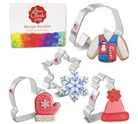 Ann Clark Winter and Christmas Cookie Cutters 4-Pc Set (Snowflake, Sweater, Mitten, Winter Hat) Made in USA