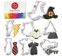 Ann Clark Witchcraft and Wizardry Cookie Cutters Set of 7, Made in USA | Includes: Robe, Tie, Owl, Lightning Bolt, & More, America's Largest Cookie Cutter Maker, Food-Safe American Steel