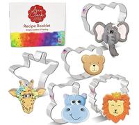 Ann Clark Zoo Faces Cookie Cutters 5-Pc. Set (Giraffe, Lion, Hippo, Elephant, and Bear) Made in USA