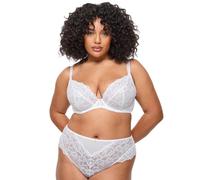 Ann Summers 2 Pack Sexy Lace Fuller Bust DD+ Non Padded Plunge Bra, DD-H Cup, Curve-Enhancing Womens Underwear with Underwire Support, Sheer Lace Cups & Power Mesh Wings White Multipack Bra