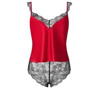 Ann Summers Admiring Satin Cami Set (2-Piece) Satin Lingerie with Lace Trims & Adjustable Straps, Women's Pyjama Set - Genuine Nightwear for Women Black/Red