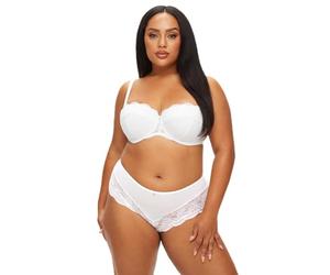 Ann Summers Bridal Sexy Lace Padded Balcony Bra, Fuller Bust DD+, A-G Cup, Curve-Enhancing Womens Underwear with Push-Up Cups, Underwire Support & Removable Pads White - Womens Lingerie