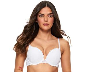 Ann Summers Bridal Sexy Lace Padded Boost Bra, A-DD Cup, Curve-Enhancing Womens Underwear with Graduated Push-Up Cups, Underwire Support & Plunge Fit for Double Cleavage Boost White - Womens Lingerie