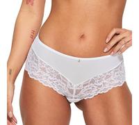Ann Summers Bridal Sexy Lace Short Low-Rise Womens Underwear with Medium Coverage, Semi-Sheer Mesh Knicker, Floral Lace Edging & Centre Charm White - Womens Lingerie