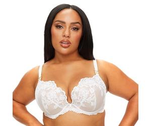Ann Summers Bridal The Icon Fuller Bust Padded Plunge Bra - Women's Underwear with Lace, Sequins & Gold Details, Cup Sizes DD-G - Womens Lingerie with Wide Adjustable Straps & Cleavage-Enhancing Lift