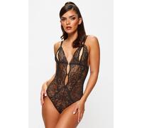 Ann Summers Diamond Heart Crotchless Body In Black Black S