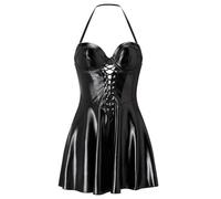 Ann Summers Electra PU Lace Up Detail Skater Dress Black