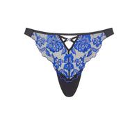 Ann Summers Endless Attraction Thong Black/Blue, Womens Underwear with Mesh Back, Delicate Floral Lace & Centre Charm, Flattering & Easy to Wear G String Knicker - Womens Lingerie