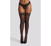 Ann Summers Women's Fashion Striped Hold Ups in Black | Size: XS Ann Summers Black XS