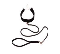 Ann Summers Halloween BDSM Velvet Collar with Adjustable Clasp and Twisted Rope Lead, Bondage Play for Beginners, Essential Adult Toy for Couples - Black