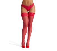 Ann Summers Halloween Lace Top Glossy Hold Up - Hold Up Stockings for Women - Glossy - Silcione Stay in Place Strips - Red