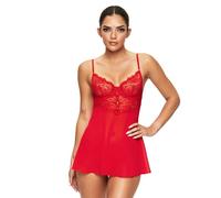 Ann Summers Iris Babydoll Set Lace Detail, Medium, Red - Made from lace and chiffon