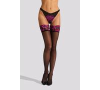Ann Summers Lace Top Contrast Hold Ups In Black Black XS