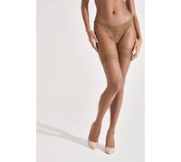 Ann Summers Lace Top Glossy Hold Ups In Beige Beige L
