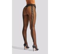 Ann Summers Lace Up Back Fishnet Crotchless Tights In Black Black S