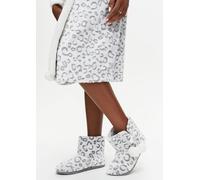 Ann Summers Leopard Fluffy Mule Slipper, Light Grey 5-6