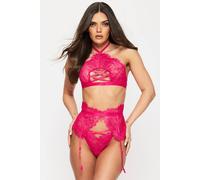 Ann Summers Lyra 3Pc Crotchless Set In Pink Pink XS
