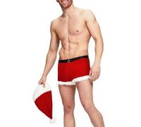 Ann Summers Mr Claus Set - Red Velvet Christmas Shorts & Santa Hat with Faux Fur Trim & Buckle Waistband - Festive Fancy Dress Costume for Men - Ideal for Christmas Parties & Role Play