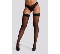 Ann Summers Plain Top Seamed Hold Ups, X Small, Black - Plain Top