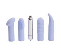 Ann Summers Power Bullet Vibrator Sex Toy Set Waterproof Lilac | Battery Powered. 10-Speed Vibrating Bullet. 4 Interchangeable Slicone Sleeves, 2 Smooth & 2 Textured. Compact Size.